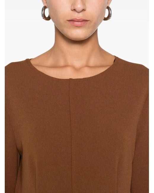 Blanca Vita Brown Asia Three-Quarter Sleeve Flared Dress
