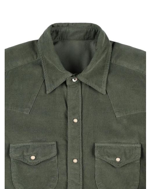 Fortela Green Ntex Corduroy Flap-Pocket Shirt for men