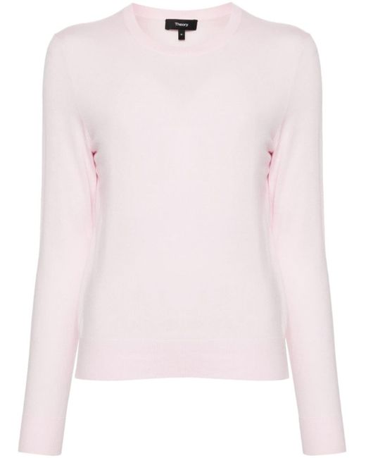Crew-neck knitted jumper di Theory in Pink