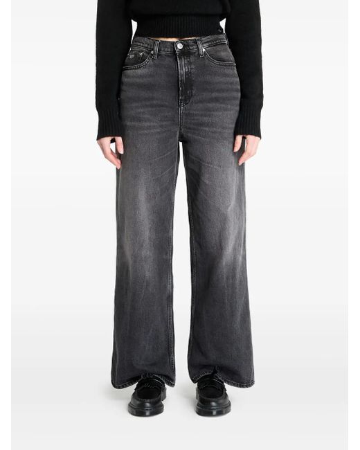 Tommy Hilfiger Claire High Waist Jeans Met Wijde Pijpen in het Black