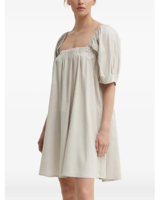 Gestuz White Lizagz Puff-Sleeves Mini Dress