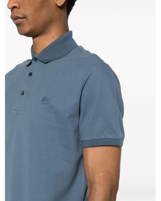 Etro Piqué Poloshirt Met Patroon in het Blue voor heren