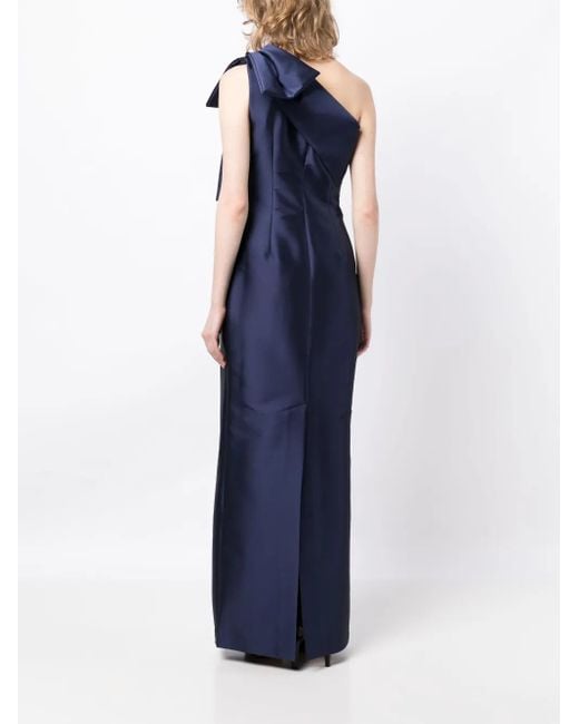Sachin & Babi Blue Bonnie Bow Satin-Finish Gown