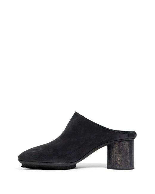 Uma Wang Black Block-heel Leather Mules