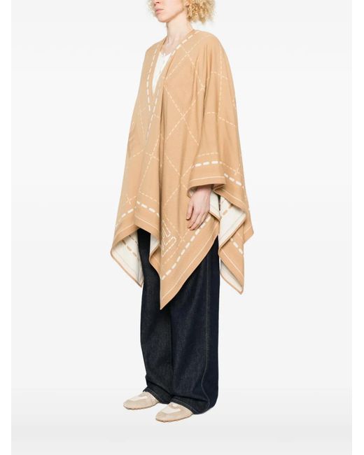 Fendi White Patterned Poncho