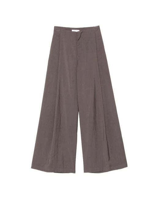 ELEH Gray Pleated Wide-Leg Trousers
