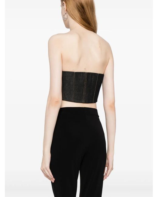 Aleksandre Akhalkatsishvili Black Contrast-Stitching Denim Corset