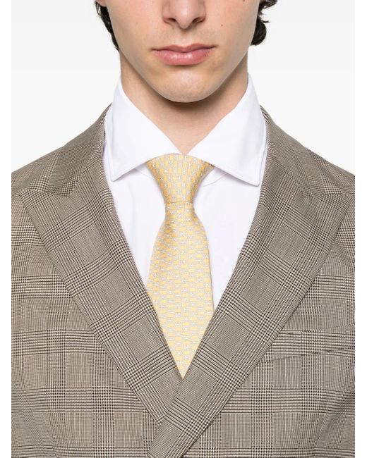 Boss Gray Double-Breasted Checked Suit for men
