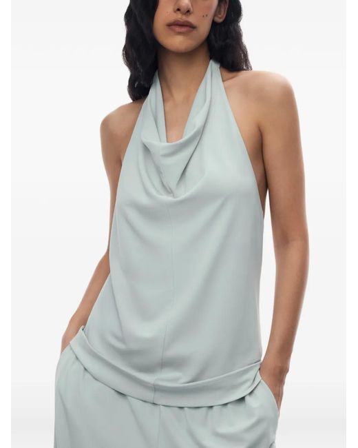 12 STOREEZ Blue Cannes Cowl-Neck Backless Top