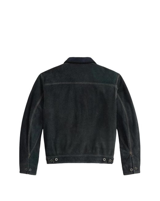 RRL Blue Zip Suede Jacket for men