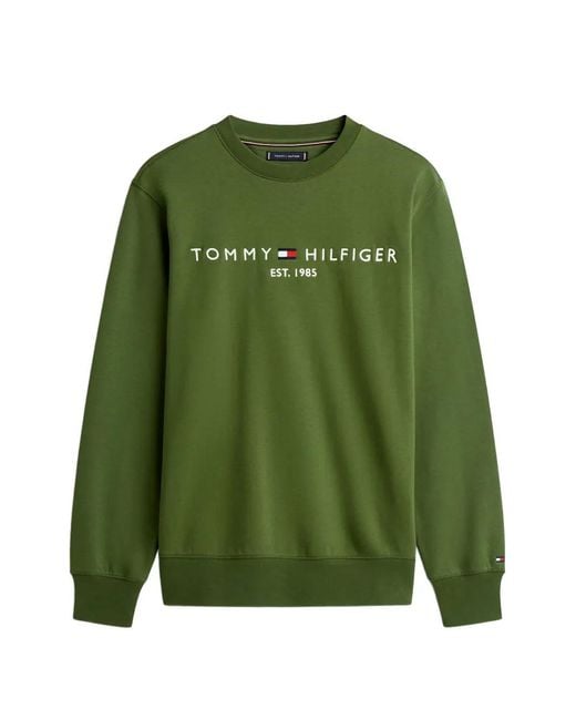 Tommy Hilfiger Green Sweat À Logo Poitrine for men