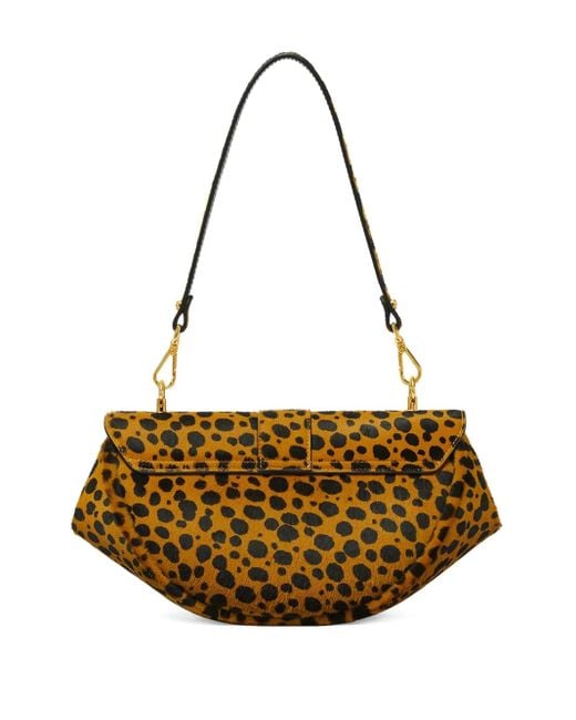 Versace Metallic Cheetah Virtus Calf Leather Shoulder Bag