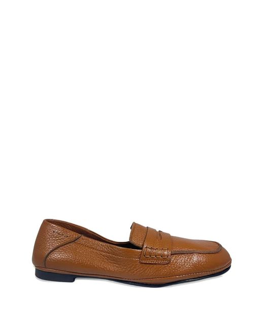 Alexander Hotto Brown Mocassins En Cuir Grainé