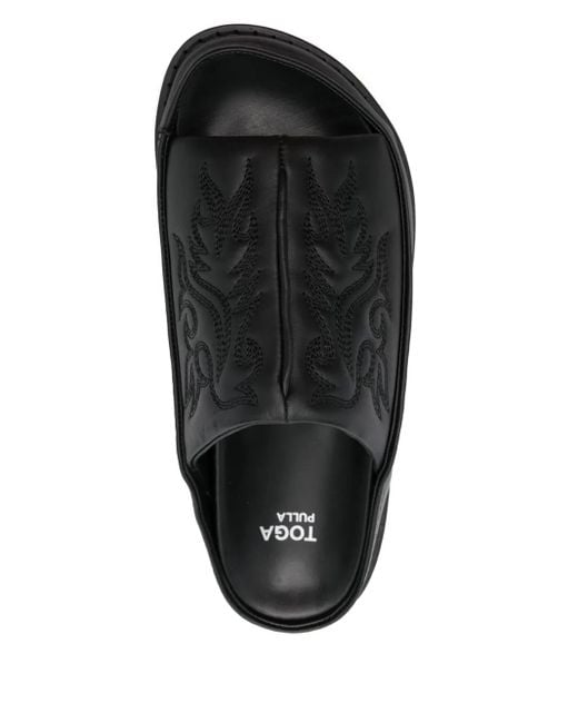 Toga Black Embroidered Sandals