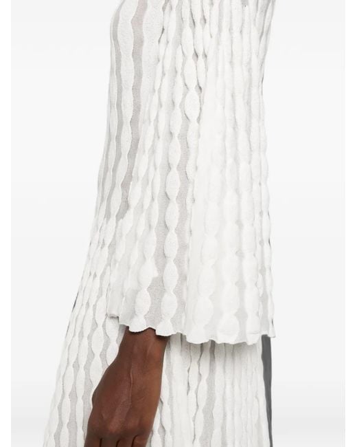 Antonino Valenti White Nocciola Wavy-Knit Long-Sleeve Midi Dress