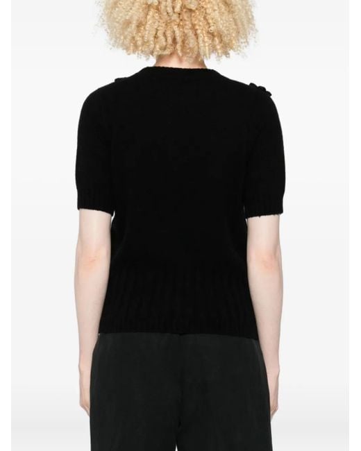 Liviana Conti Black Flower-Embellished Knit Sweater
