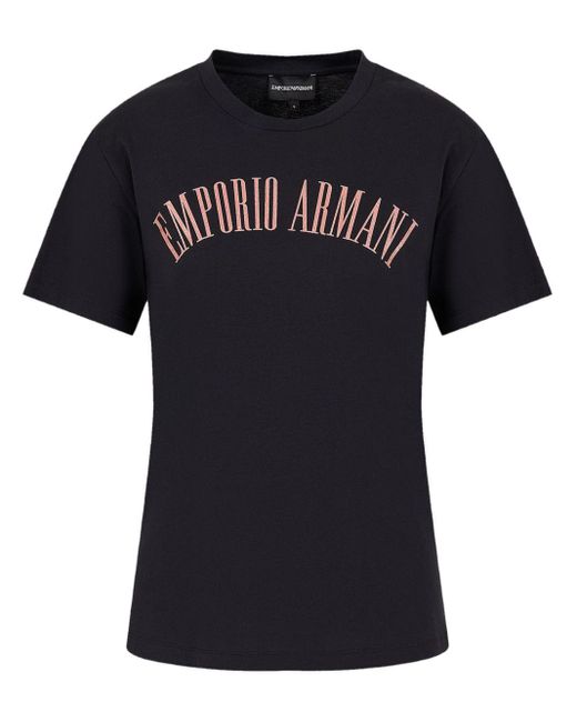Camiseta con logo estampado Emporio Armani de color Black