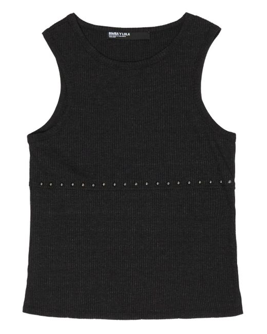 Bimba Y Lola Black Ribbed Studded Tank Top