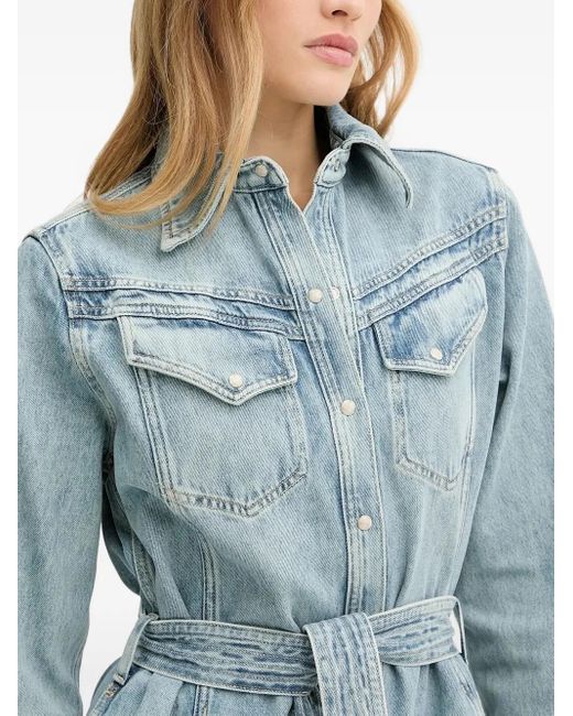 Boss Blue Belted Denim Shirt Midi Day Dress