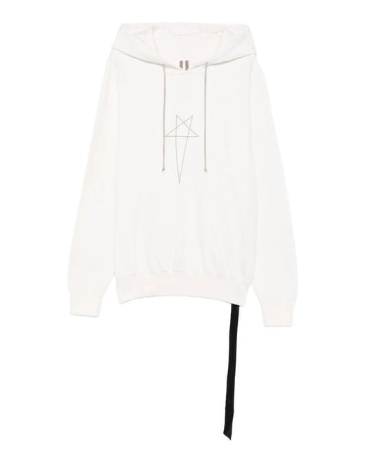 Rick Owens White Graphic Hoodie for men
