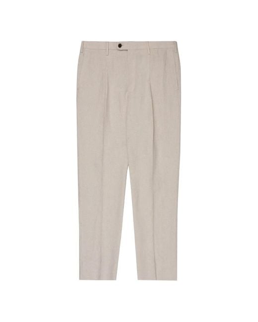 Incotex White Patterned Linen Trousers for men