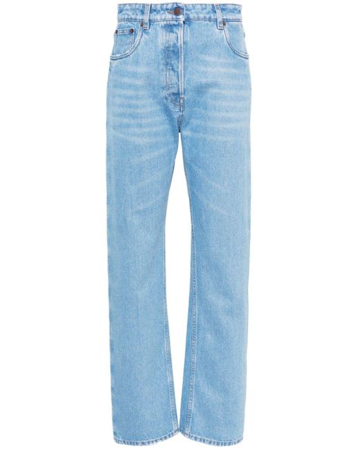 Prada Blue Hoch sitzende Tapered-Jeans