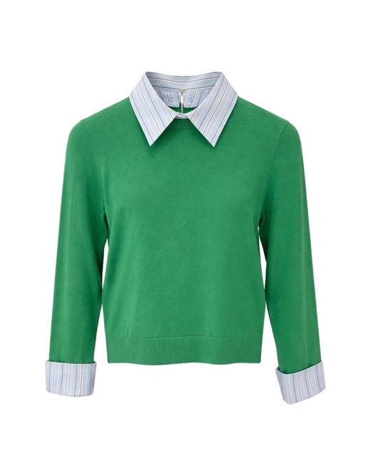 Alice + Olivia Green Porla Collared Sweater