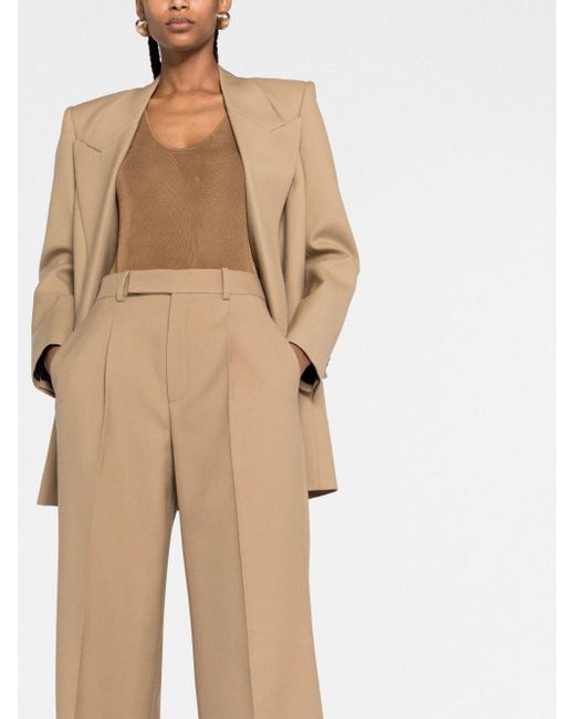 Saint Laurent Natural High-waisted Tailored Trousers