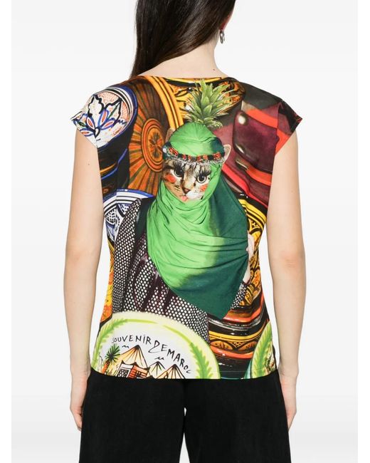 The Artistylist Green Cow Graphic-Print T-Shirt