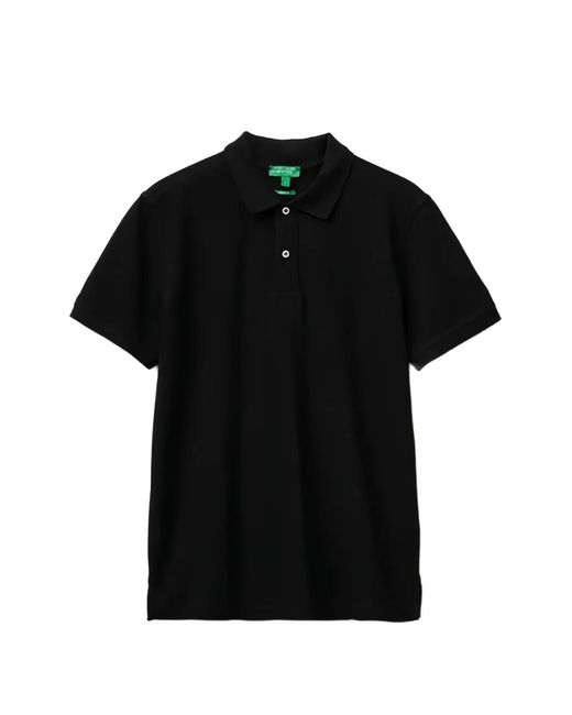 Benetton Black Logo-Embroidered Polo Shirt for men