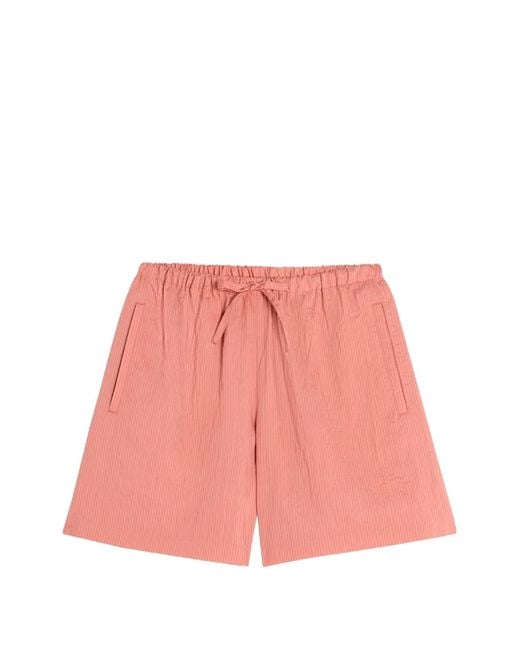 Maison Kitsuné Pink Logo-Embroidered Drawstring Shorts