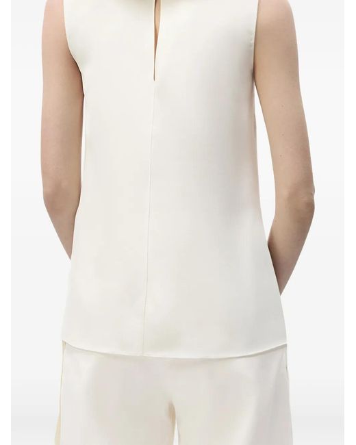 Adam Lippes White Swayze Scarf-Neck Top