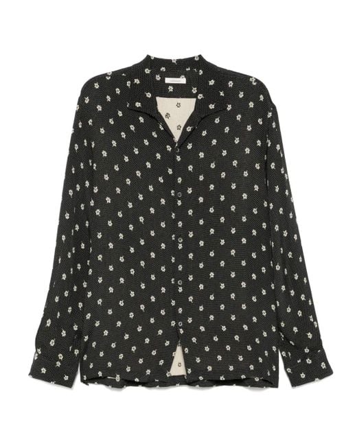 CALMLENCE Men's Black Classic Open-Collar Shirt