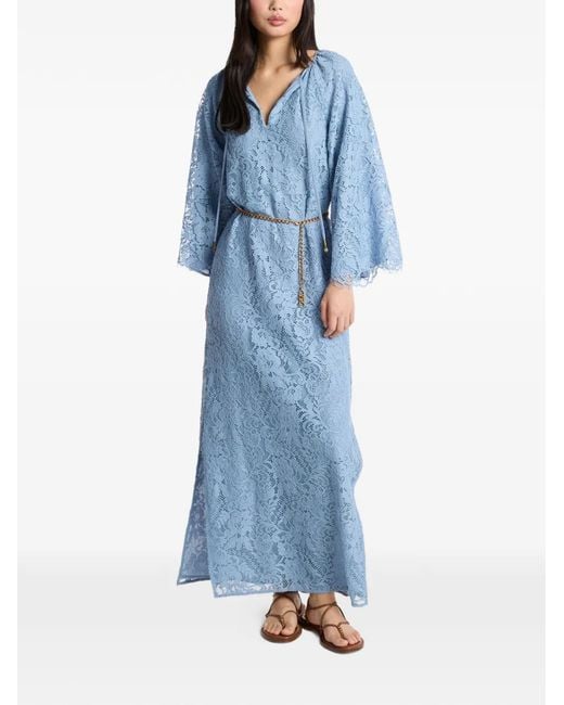 Michael Kors Blue Floral V-Neck Kaftan