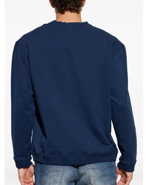 DIESEL Blue Willy-D-Core Logo-Patch Sweater for men