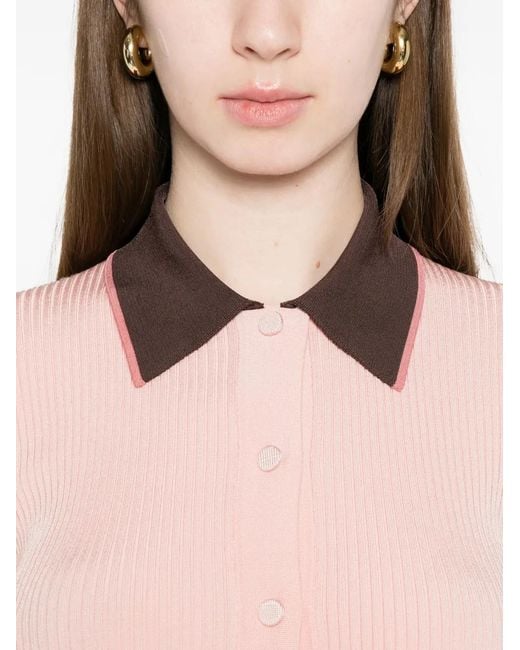 Zimmermann Pink Contrast Rib Cardigan