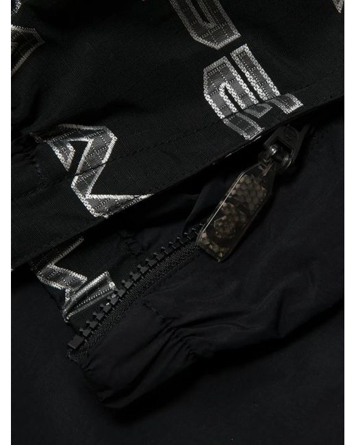 Aape By A Bathing Ape Black Moonface-Patch Monogram Track Pants for men