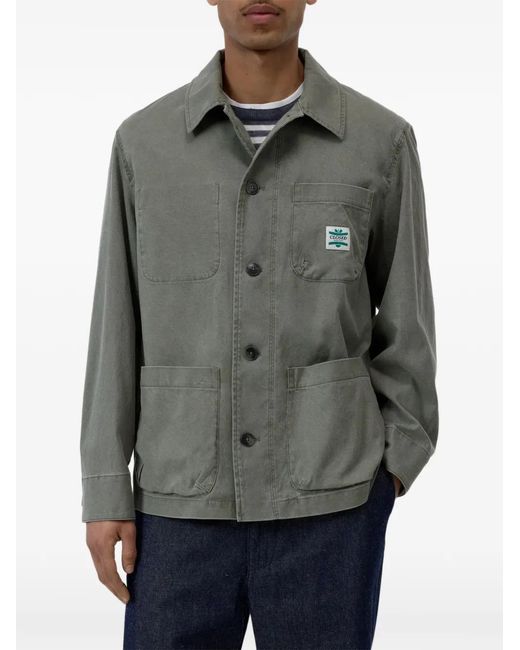 Closed Gray Logo-Patch Multi-Pocket Shirt Jacket for men