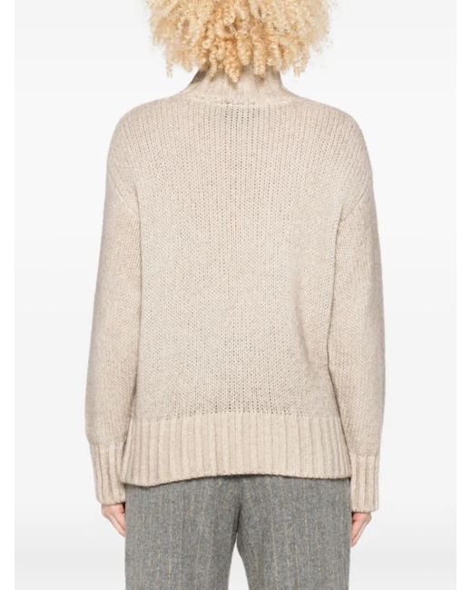 Avant Toi Natural High-Neck Ribbed-Knit Sweater