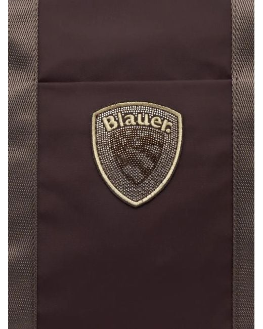 Blauer Brown Shopper Mit Logo-Patch