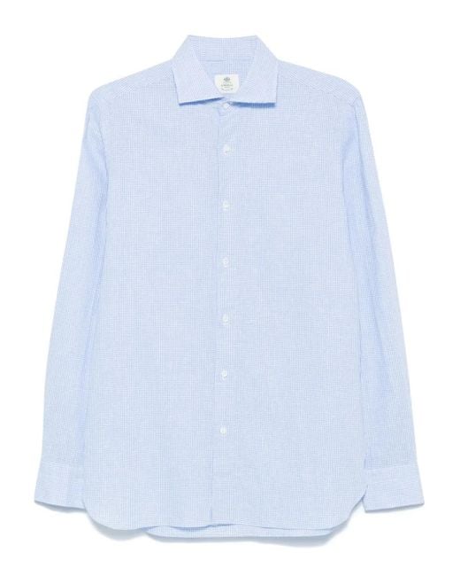 Luigi Borrelli Napoli Blue Vichy Shirt for men