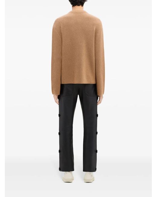 Courreges Brown Zip-Detailing Wool Sweater