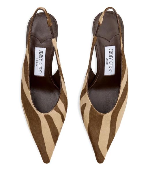 Jimmy Choo 80 Mm Isa Slingback Pumps Met Zebraprint in het Brown