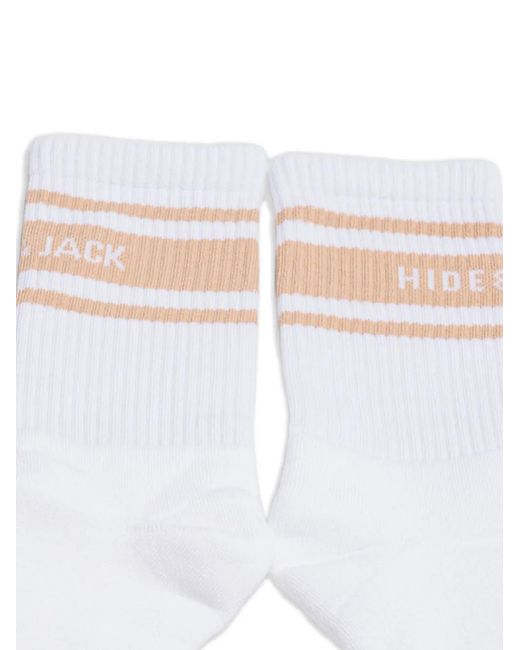 HIDE & JACK White Stripe-Detail Socks