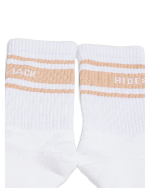 HIDE & JACK White Stripe-Detail Socks