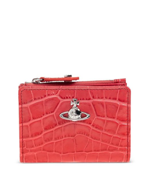 Vivienne Westwood Red Orb Croc-Effect Wallet