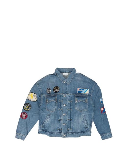 Rhude Blue Multiple-Patches Denim Jacket for men