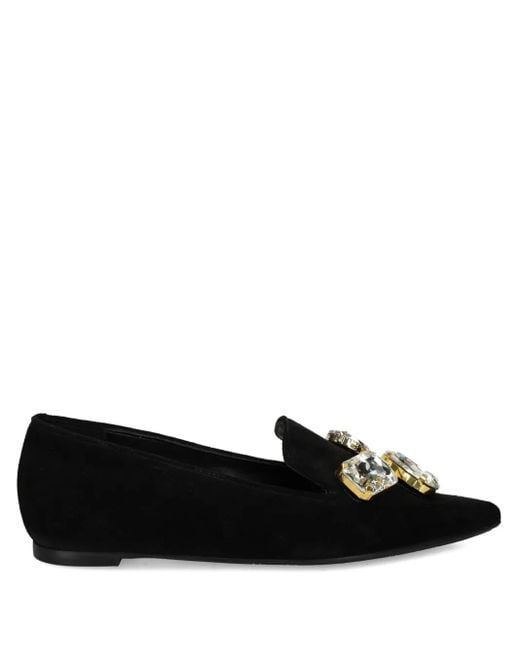Mocassins À Ornements En Cristal Ras en coloris Black