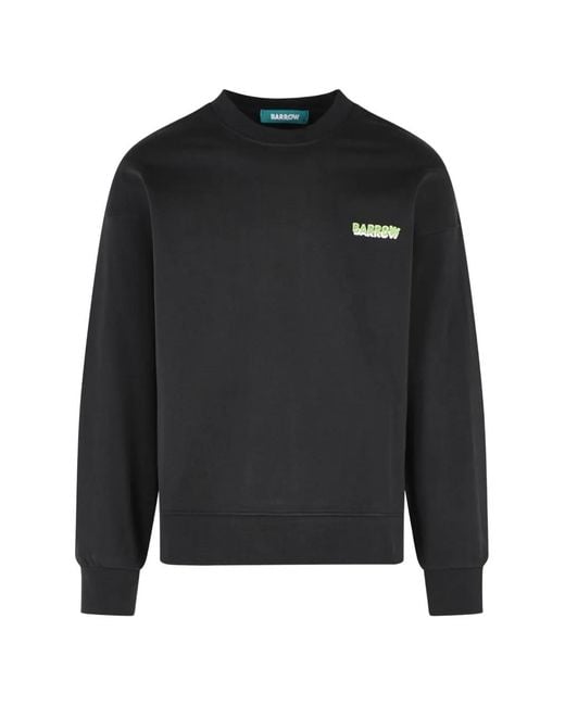 Barrow Black Logo-Print Crew-Neck Sweatshirt for men