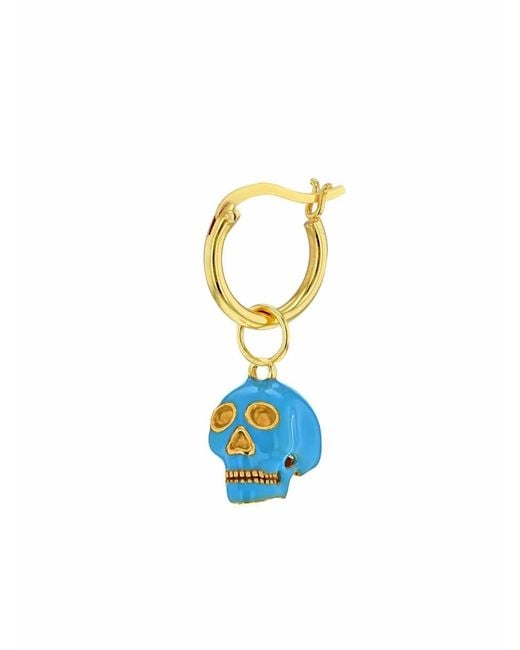 True Rocks Blue Skull Hoop Earring